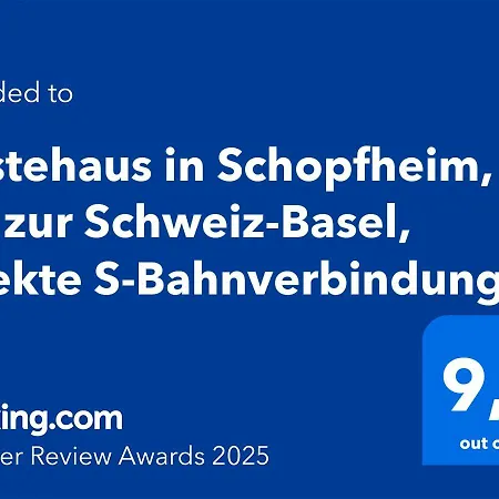 Gaestehaus In Schopfheim, 20 Km Zur Schweiz-basel, Direkte S-bahnverbindung بيت للعطل شوبفهايم
